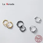 Серьги-кольца La Monada женские из серебра 925 пробы, Изящные Ювелирные украшения в виде спирали, черные кольца, серебро 925 пробы