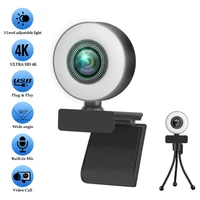 4k webcam 2k full hd web camera with microphone led fill light usb web cam rotatable for pc computer laptop for streaming live