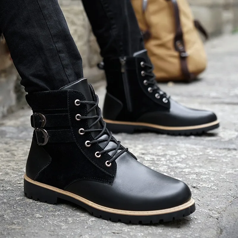 Мужские кожаные ботинки со шнуровкой коричневые ботильоны Повседневная модная