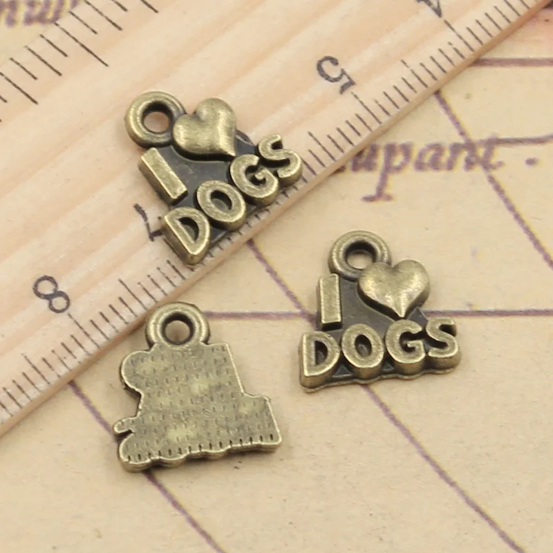 20 шт амулеты I Love Dogs 13x12 мм тибетские бронзовые серебряные цветные Подвески
