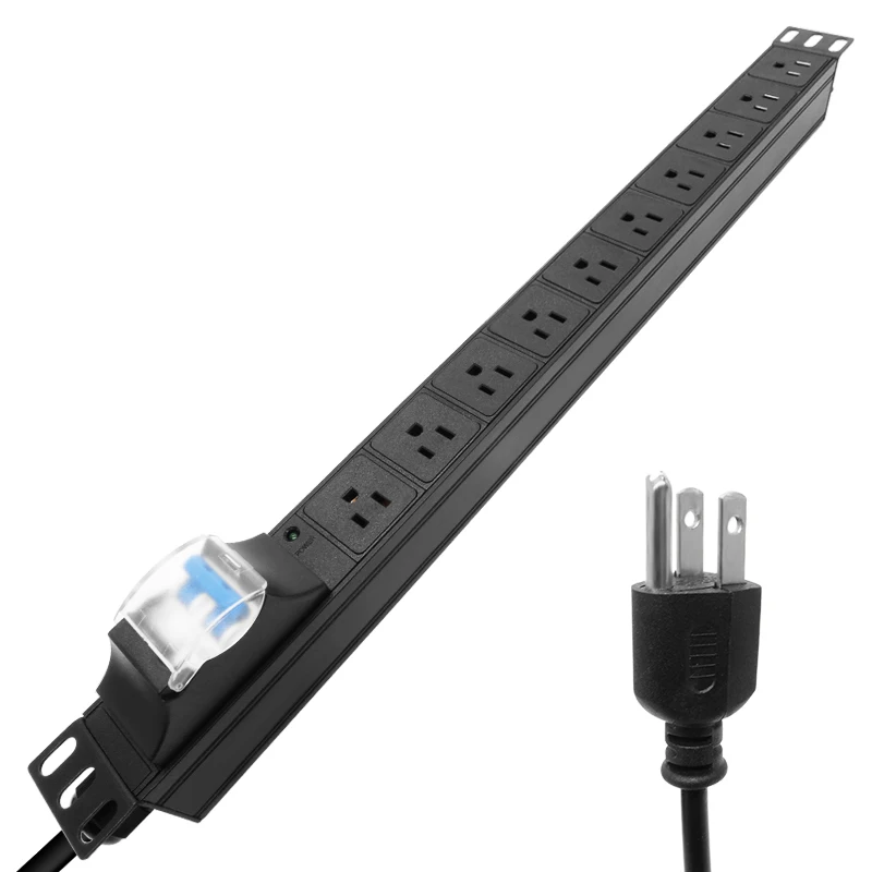 Блок распределения питания, удлинитель 13 А, 3500 Вт, 10 розеток стандарта США + выключатель питания 16 А, 2-метровый удлинитель