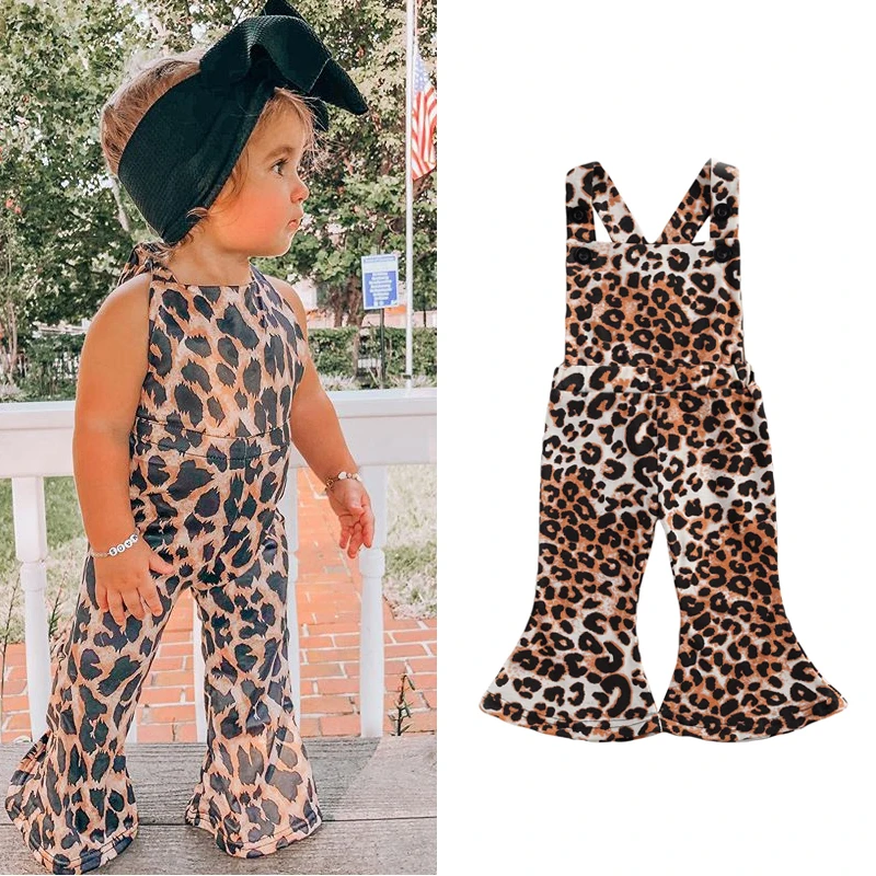 

От 0 до 3 лет, милая Одежда для маленьких девочек Комбинезон, штаны с леопардовым принтом из набивной ткани, с низким вырезом на спине, комбине...