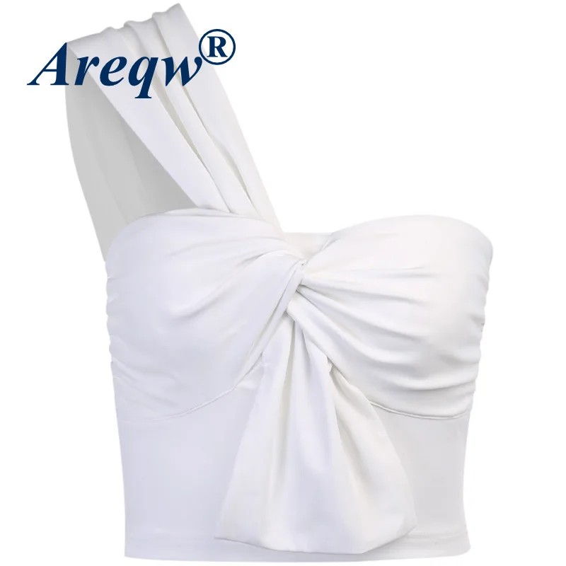 

2021 Summer New Sexy Slim Small Vest Women's Single Shoulder Stitching Solid Color Wrapped Chest Women