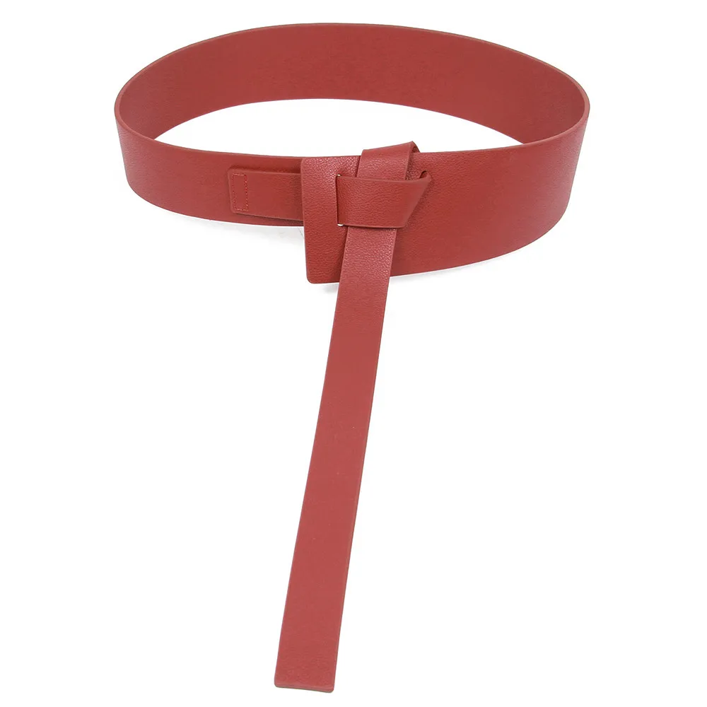 

Female Decoration Accessaries waistbands hot black Knotted belt Simple Waistband Long Wide Fashion Women PU Leather Strap Waist