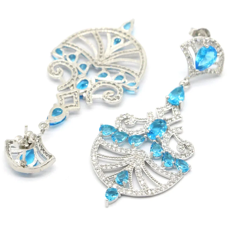 54x25 мм элегантный создан длинные Париж голубой топаз гранатовый родолит CZ для дам