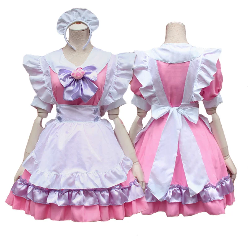 Розовый милый кот платье лолиты костюм девушки косплей женщина официантка