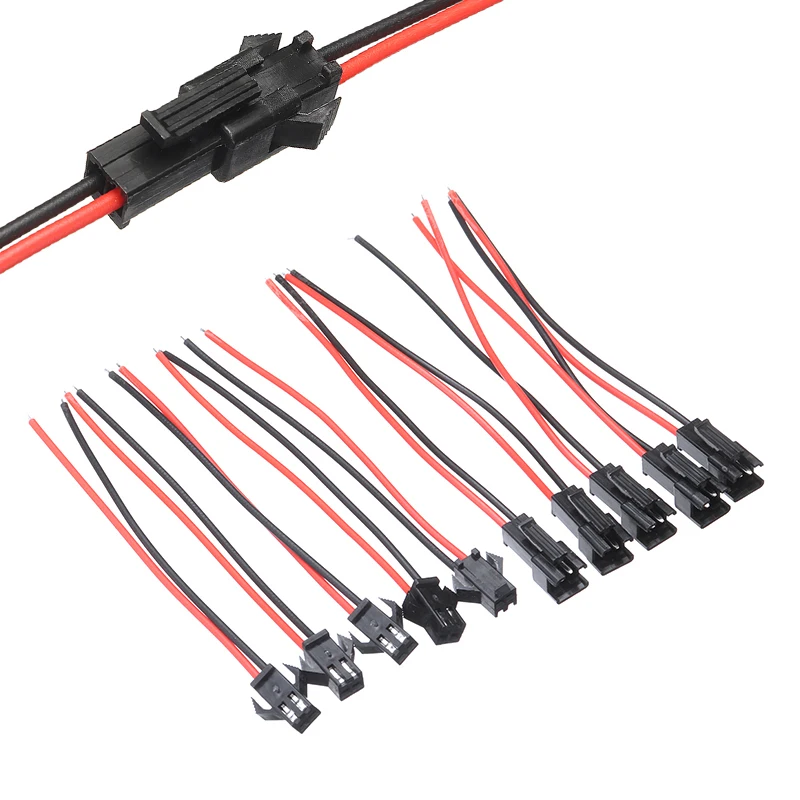 

Hot Sale 5 Pairs Plug Connector Cable 2-Pin SM Plug Connector Cable Wire Male + Female 5 Of Each Connector