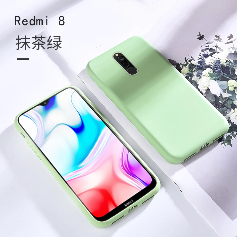 Green Жидкий силиконовый чехол для Redmi 8, 8A, чехол-бампер, противоударный чехол, мягкий ТПУ чехол для телефона, для Xiaomi Redmi 8, 8A, 8 a, чехол Global - Color: Green