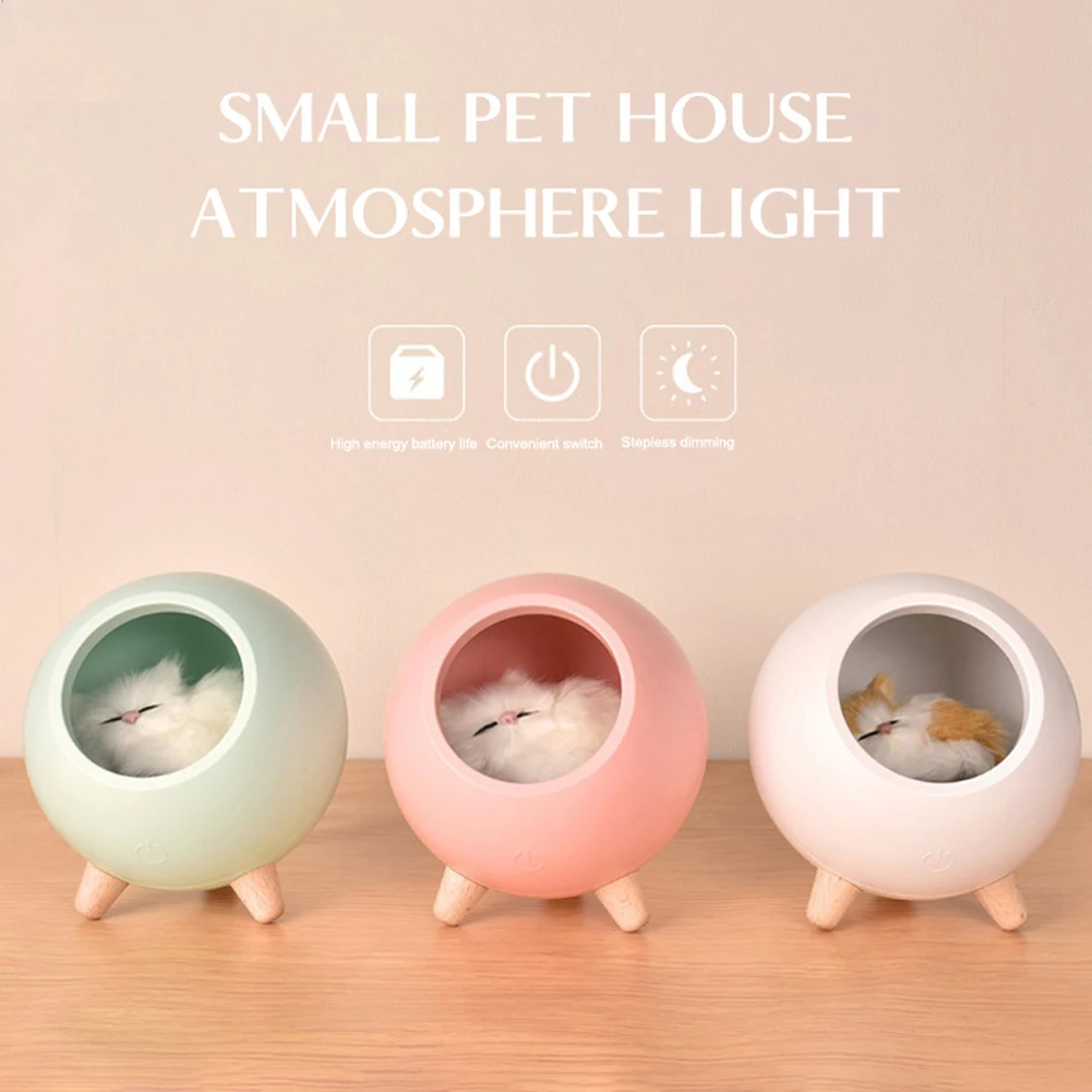 

Dimming 1.2W Mini Pet House Night Light Portable USB Table Lamp Kids Baby Bedroom Decoration Light 1200mAh Battery Night Lamp