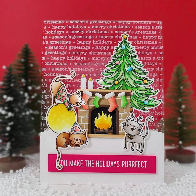 Штамп для скрапбукинга прозрачный с рождественскими поздравлениями