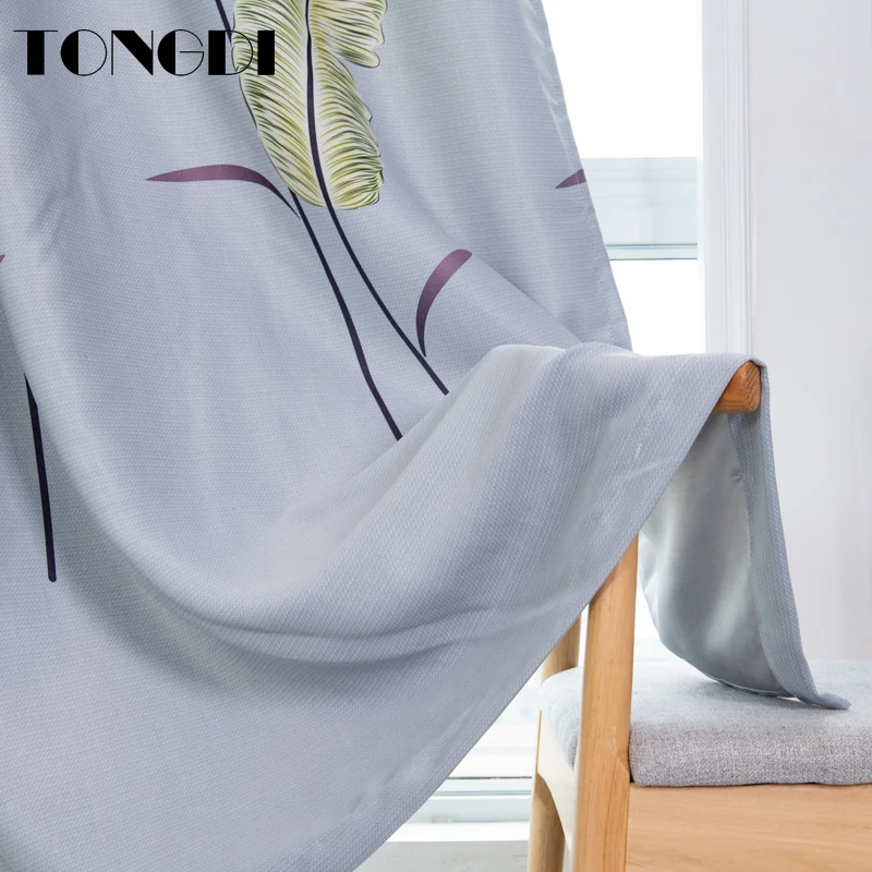 Элегантные цветочные затемняющие шторы TONGDI с принтом листьев