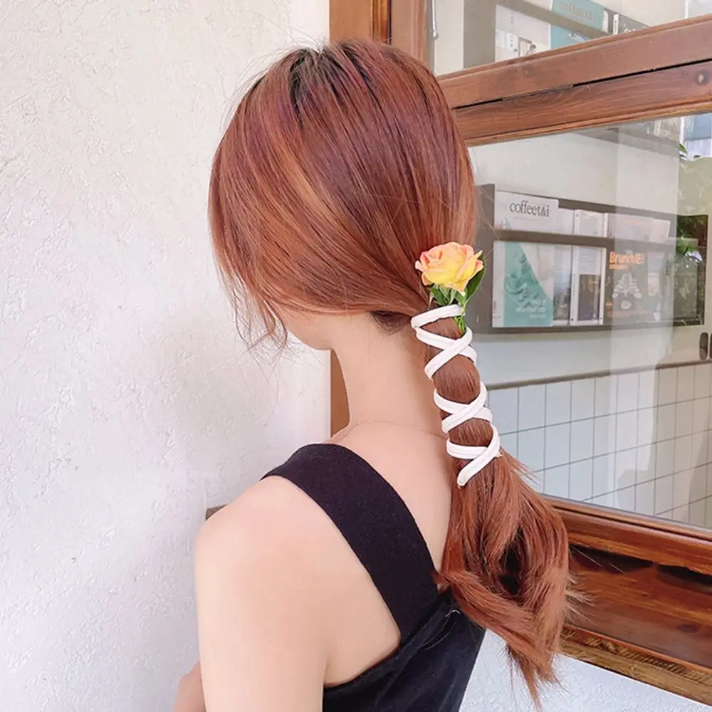 

Adjustable Sweet PU Leather Alloy Women Fashion Leather Hair Rope Ponytail Holder Wire Headbands Hair Ties