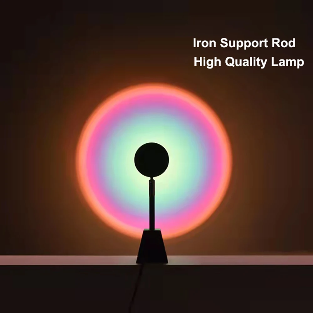 

Rainbow Sunset Red Projector Led Night Light Sun Projection Desk Lamp for Bedroom Bar Coffee Store wall USB Lamp