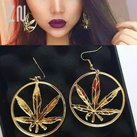 zn lover beauty women round circle big earings fashion jewelry large hoop hollow out leaf earrings wedding bridal party jewelry
