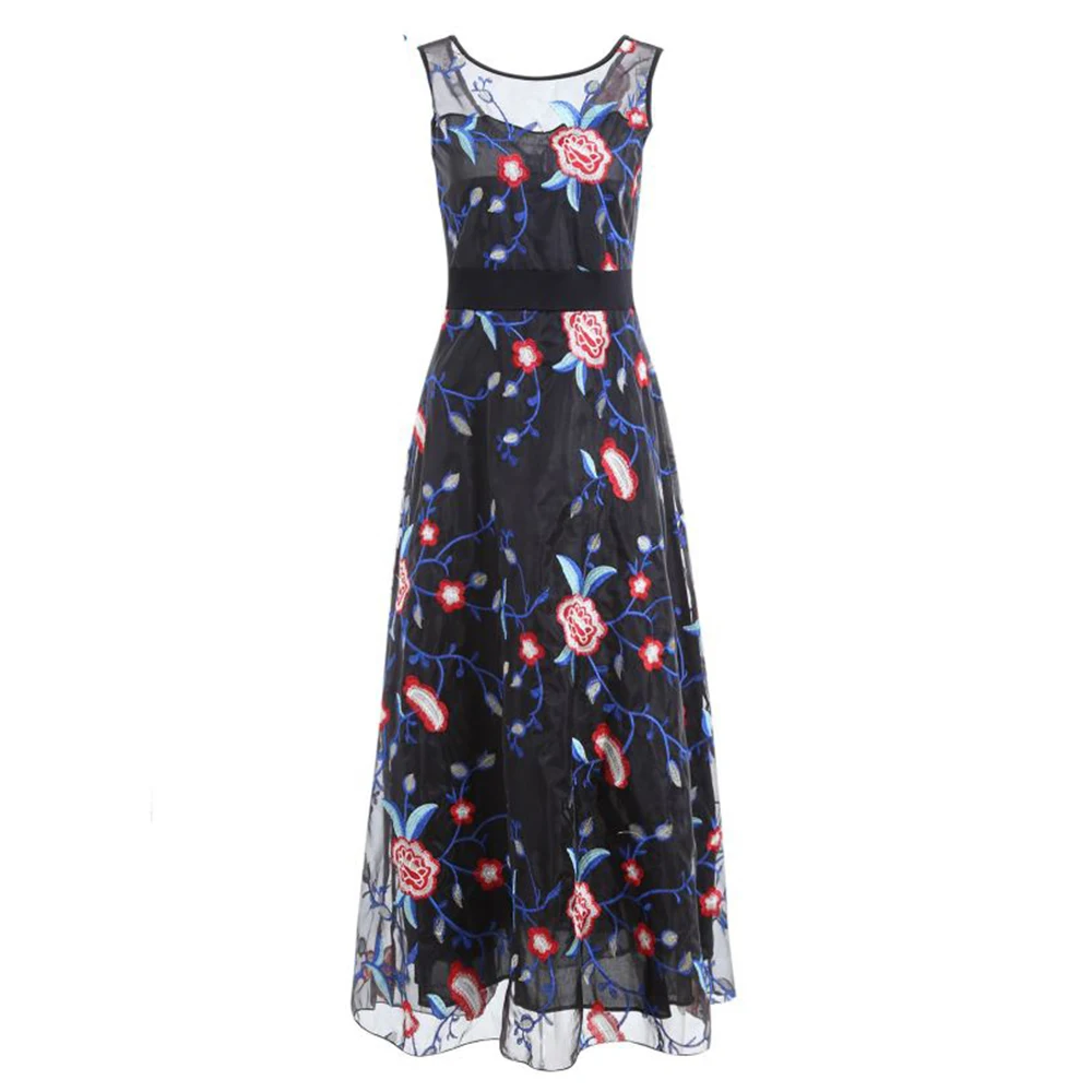 2020 летнее женское длинное официальное вечернее платье без рукавов Цветочное