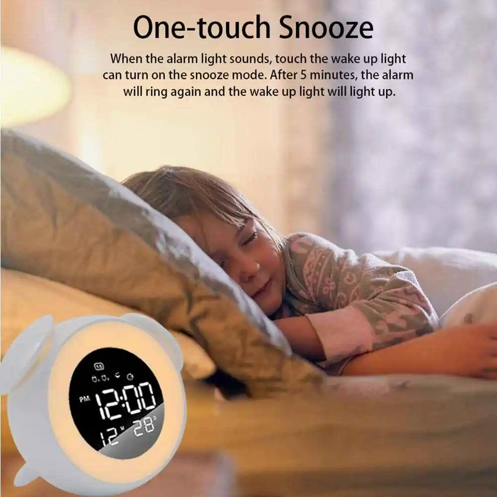 

Alarm clock led clock lamp digital clock bedside table clock desk clock electronic decorate sunrise sunset light music clock