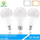 Светодиодный ные лампочки E27 E14, лампы высокой яркости, 220 В, 24 Вт, 20 Вт, 18 Вт, 15 Вт, 12 Вт, 9 Вт, 5 Вт, 3 Вт, LED E14, теплый белый и холодный белый свет