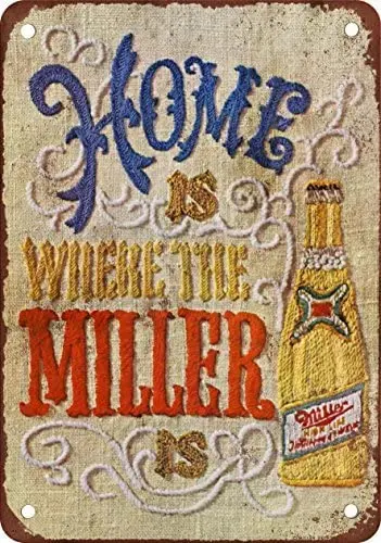 

1969 Miller Beer Needlepoint Vintage Look Reproduction Metal Tin Sign 12X18 Inches