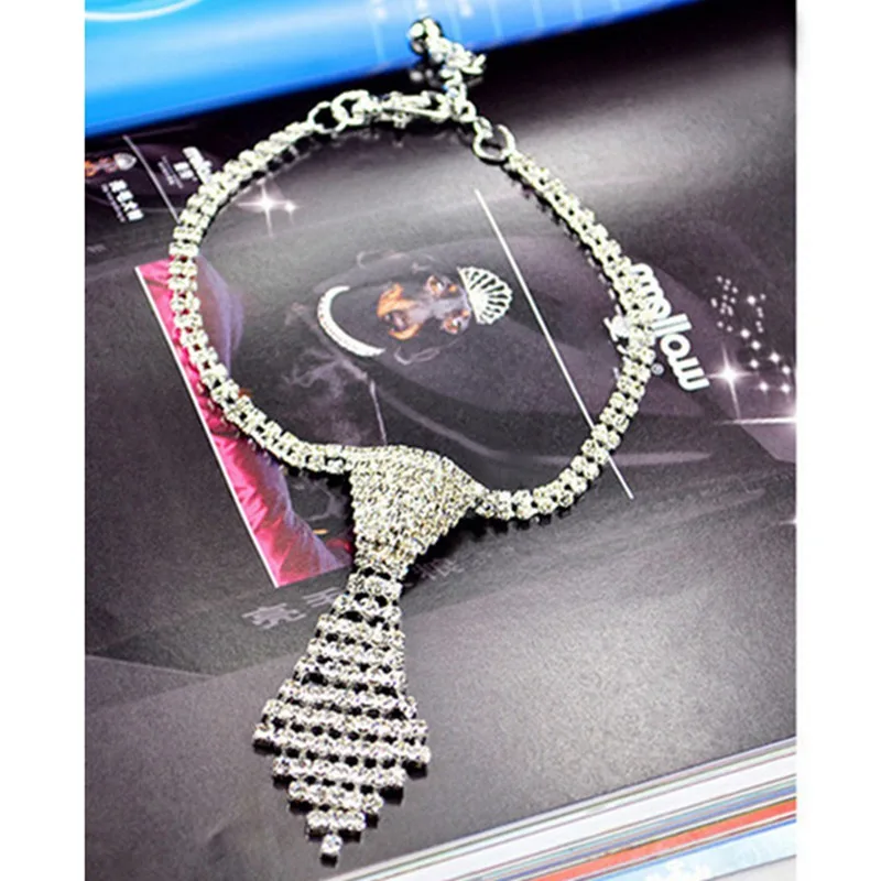 Регулируемый декоративный ошейник стразы Блестящий галстук для собак мальчиков