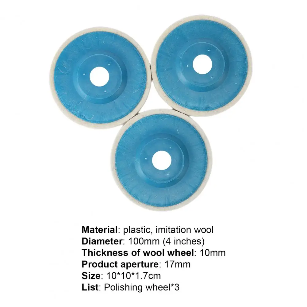 

3Pcs 100mmx16mmx8mm Reliable Polishing Wheels Premium High Temperature Resistance Multipurpose Faux Wool Grinding Pad Kit