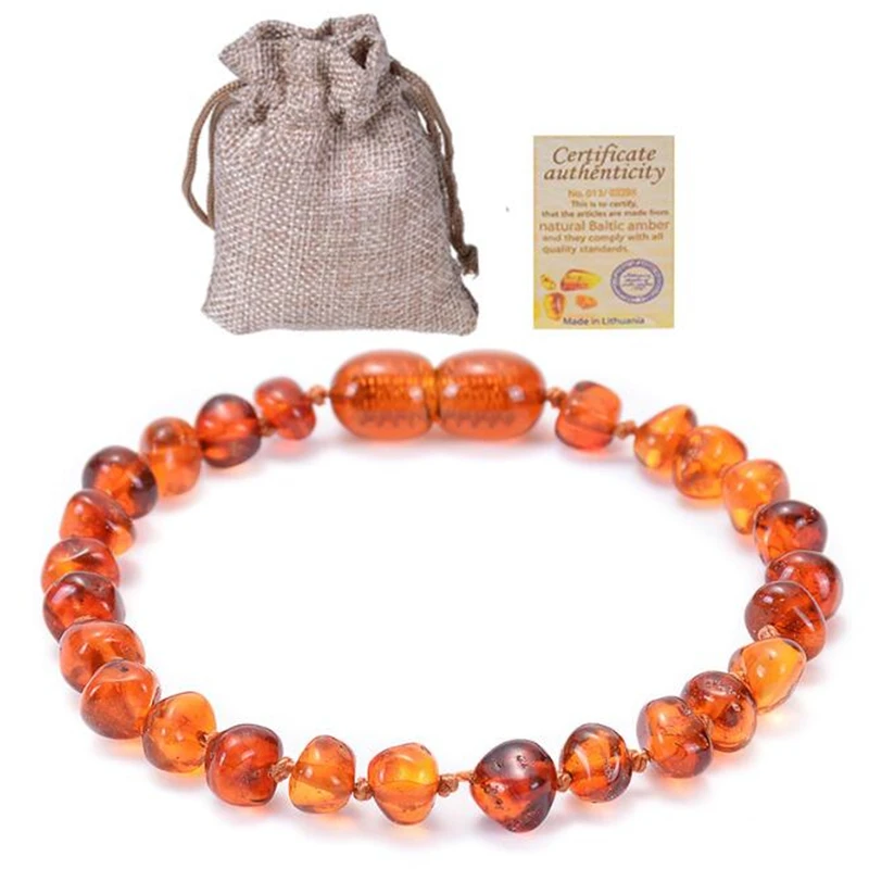 Браслет на ногу Янтарный Балтийский коньяк ручной работы 100% натуральные