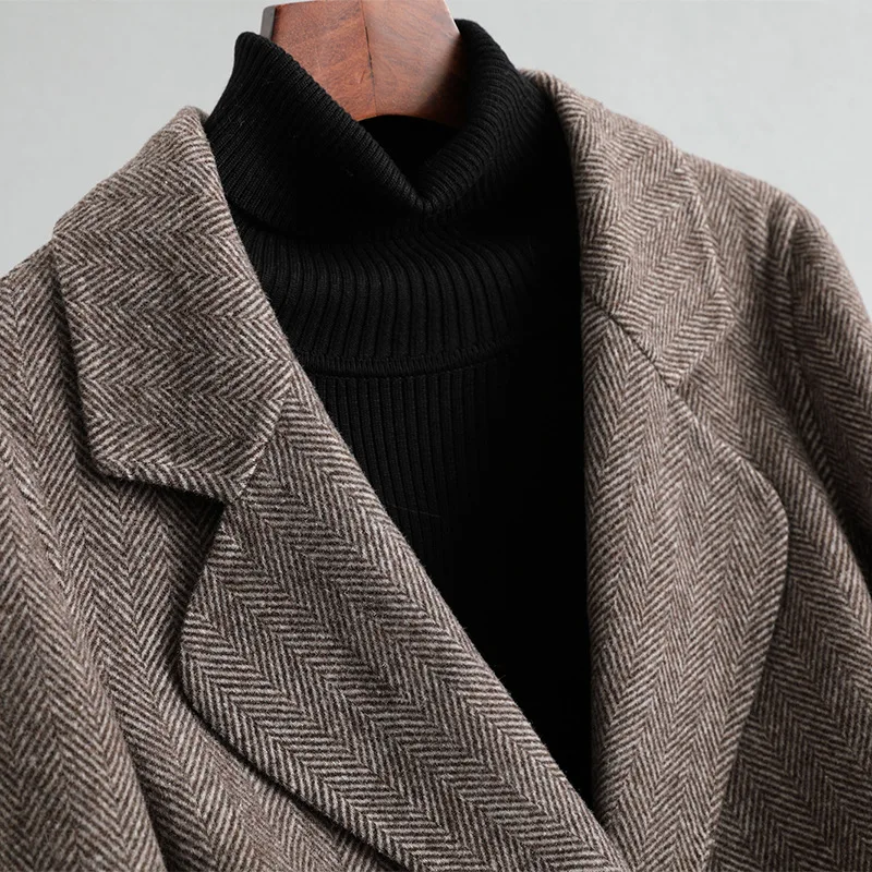 Женский 19FW осенне зимний двусторонний шерстяной твидовый Блейзер striped Bon пальто в