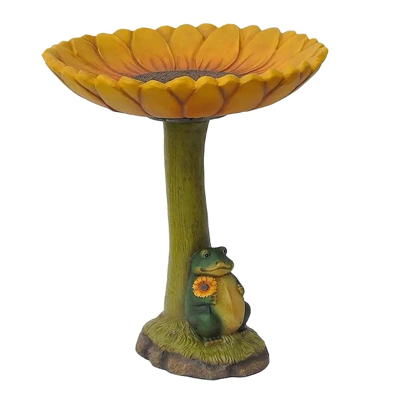 

Sunflower Frog Bird Bath Bird Feeder Resin Garden Statue Sculpture Birdfeeder Ornament for Outdoor Garden Patio Decoration