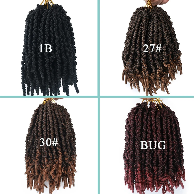 Афро бомбер Твист Синтетические плетеные крючком 8 дюймов для черных женщин