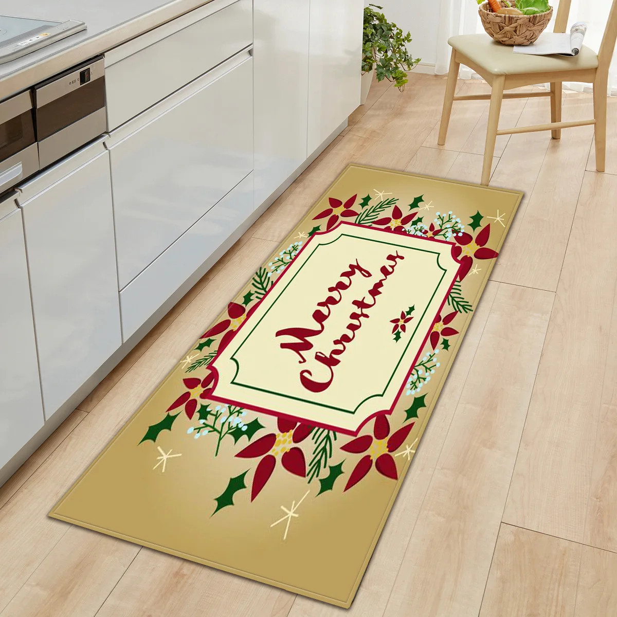 Фланелевый кухонный ковер с принтом Zeegle Рождественский Прямоугольный Коврик для