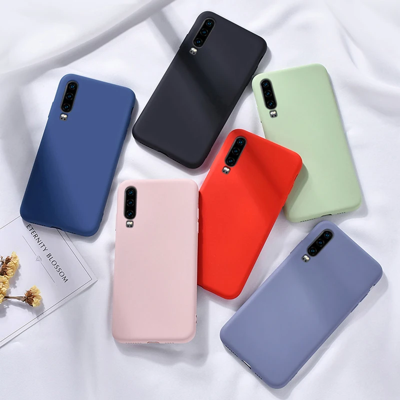 Чехол на Huawei P40 P30 Lite мягкие чехлы из ТПУ ярких цветов жидкие силиконовые для P20 Pro