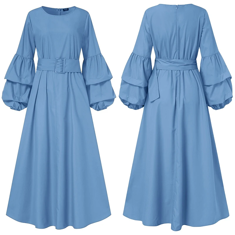 

Women Casual Puff Sleeves Spring Autumn Maxi Dress Bohemian Party Vestidos Plus Size VONDA Ladies Loose Beach Sundress Femme