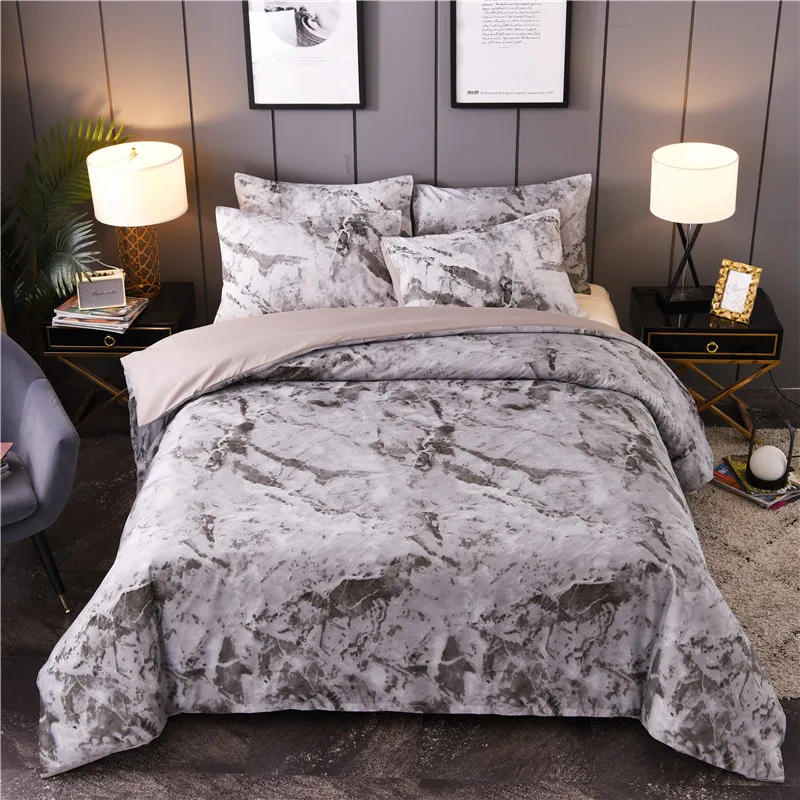 

Hot-selling Home Textile Marble Black and White Quilt Bedding Explosion 3D Bed Set Queen Size Bedding Set Home