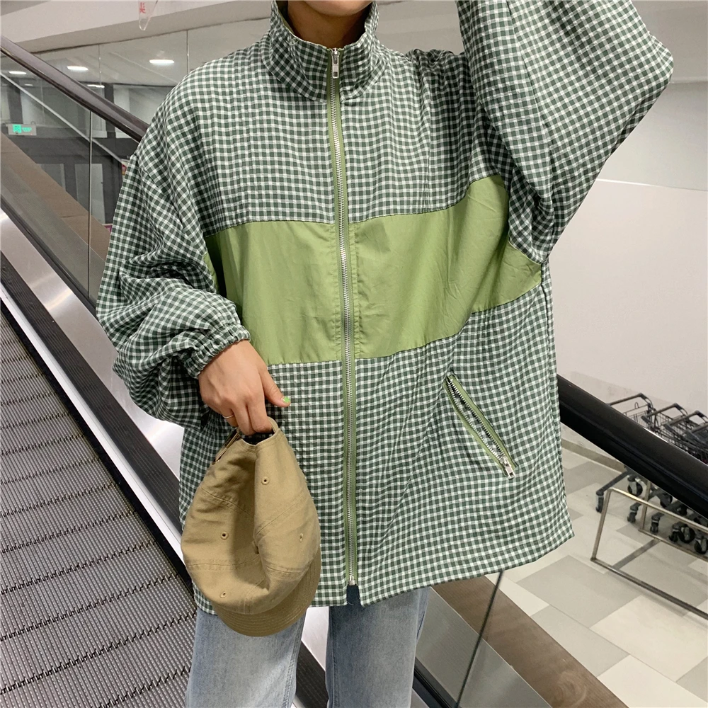 

Jackets Women Harajuku Loose Streetwear Korean Style Pockets High Quality Ladies Patchwork Womens Summer All-match Clothing Coat