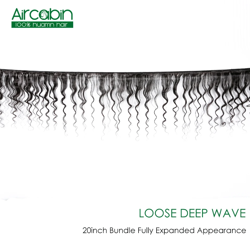 Aircabin 3 / 4 бразильские свободные глубокие волнистые пучки с фронтальной 100% Реми