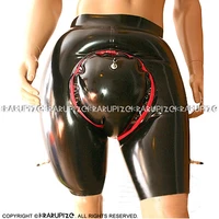 black inflatable sexy latex boxer shorts with zippers around crotch open rubber boyshorts underpants underwear pants dk 0193