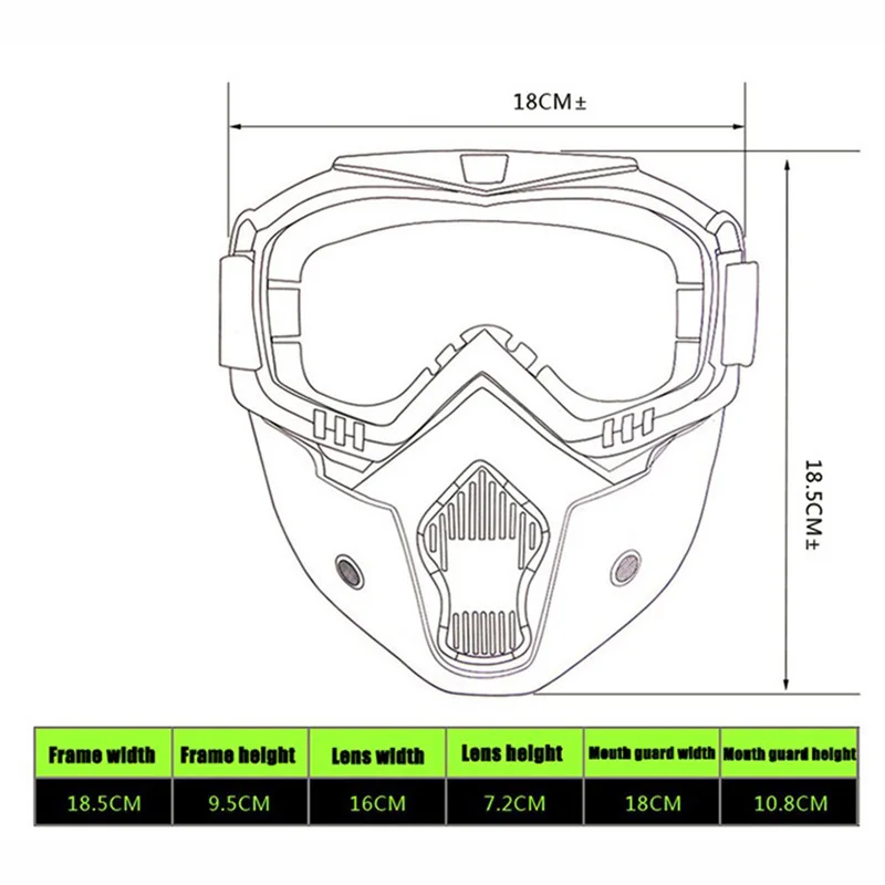 Винтажная мотоциклетная маска на шлем в стиле ретро 3/4 защитные очки для лица