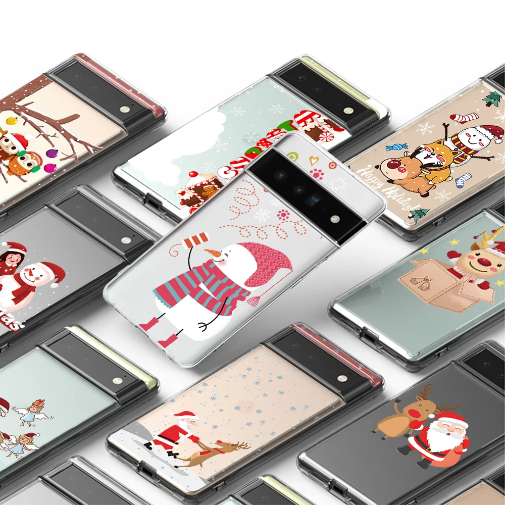 

Merry Christmas Transparent TPU phone case For pixel 3 4 5 6 A XL PRO
