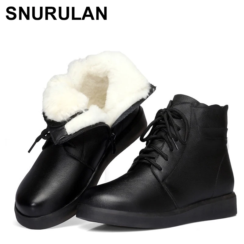

SNURULAN 2019, модные удобные зимние ботинки из мягкой натуральной кожи, женские ботильоны, женские зимние ботинки на плоской подошве, зимние боти...