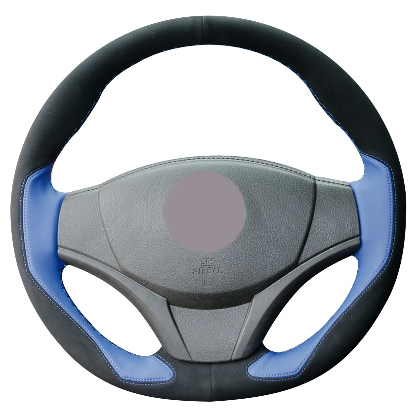 

Black Suede Blue Leather Car Steering Wheel Cover for Toyota Vios 2014-2016