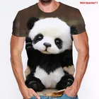 Модная футболка с 3d принтом панды для мальчиков, мужские футболки, лето 2021, оверсайз, с коротким рукавом, милые футболки, панда, женские топы