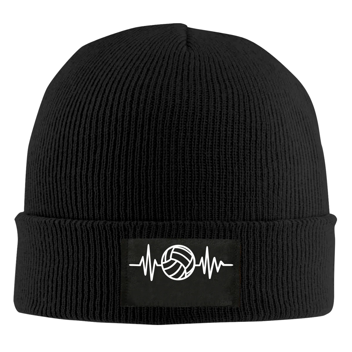 

Volleyball Heartbeat Beanie Hats For Men Women With Designs Winter Slouchy Knit Skull Cap