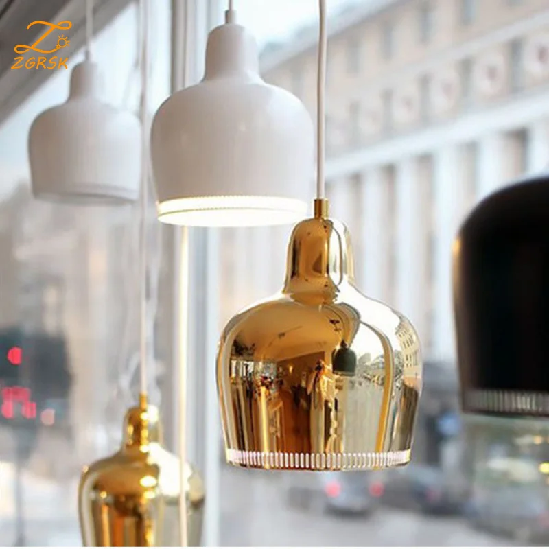 

Denmark Nordic Artek Finnish Alvar Aalto Admiralty Bell Pendant Lights Bedroom Metal Luster Led Lamp Dining Room Bar De Fixtures