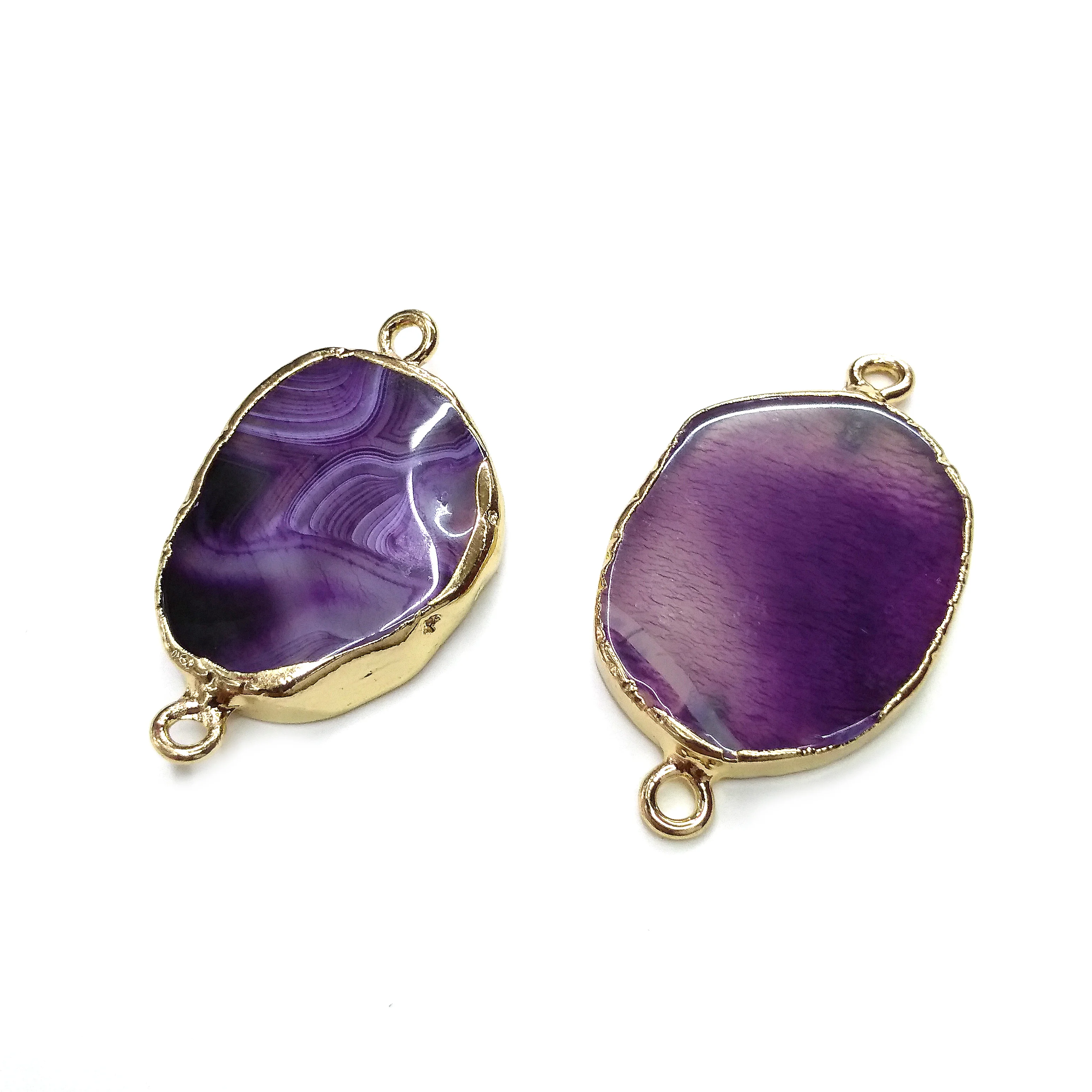 

Natural Stone Agates Pendant irregular Shape Double Hole Connector for Jewelry Making DIY Elegant Necklace Bracelet Accessories