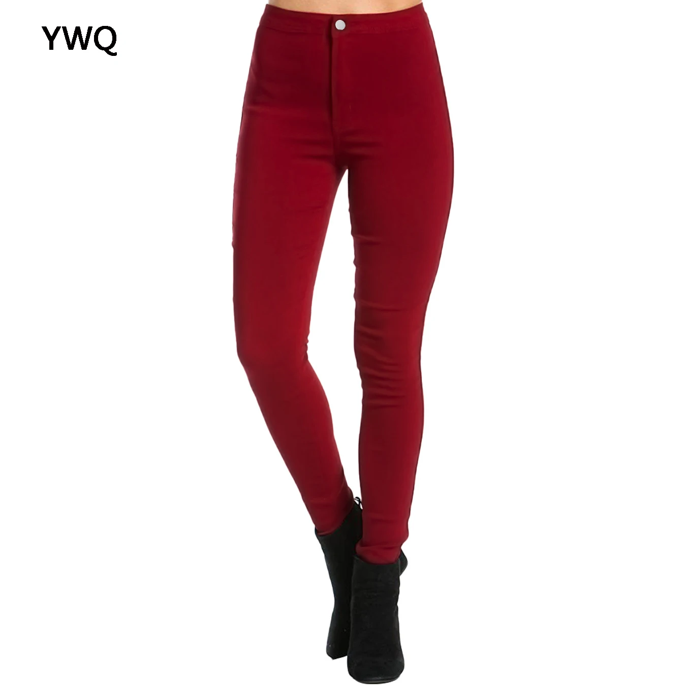 

Women Skinny Pencil Pants Causal Black Blue Wine Red Solid Color Pants Thin High Waist High Elastic Full Length Female Trousers