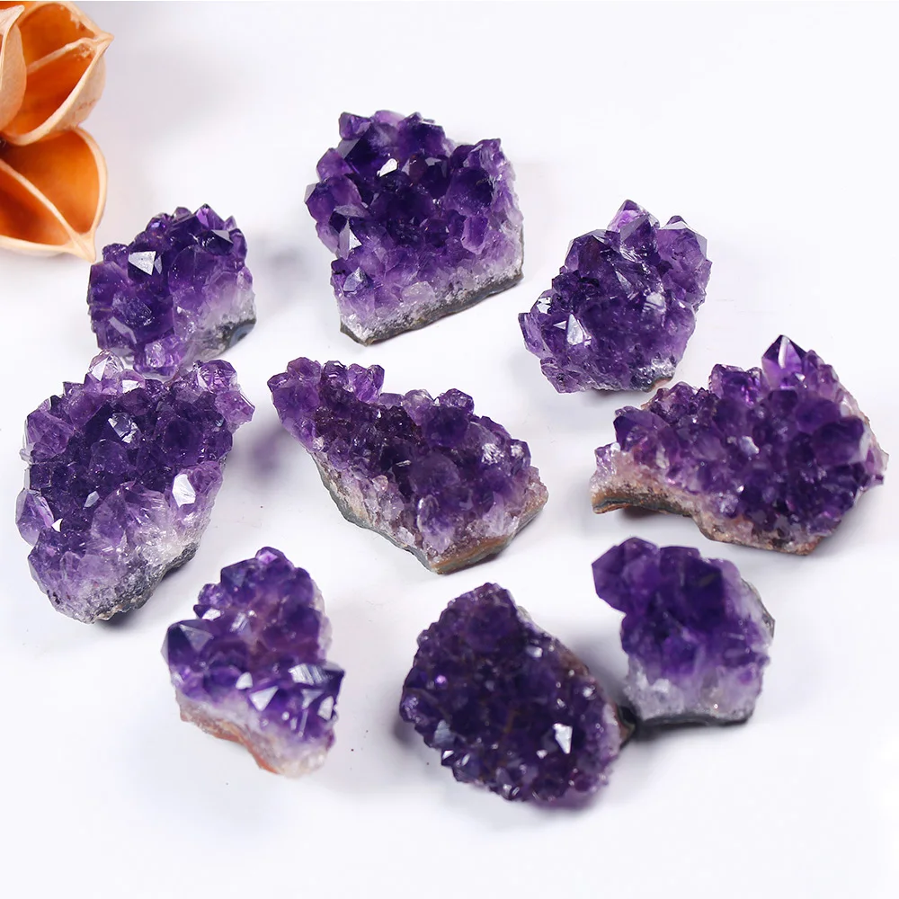 

New 1PCS 30-40g Natural Raw Amethyst Quartz Purple Crystal Cluster Healing Stones Specimen Home Decoration Crafts Ornament Gift