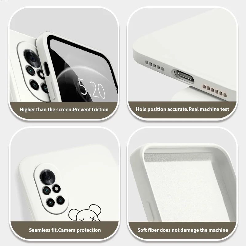 

Line Bear Phone Case For Huawei Nova8 8Pro 8SE Nova 7 7Pro 7SE 6 6se 5 5Pro 5Z 5I 5Ipro 5T 4 4E Liquid Silicone Cover