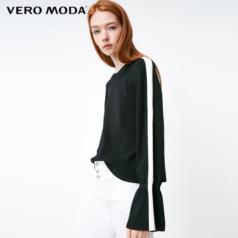 Вязаный эластичный свитер с расклешенными рукавами Vero Moda на осень и зиму | 318324516