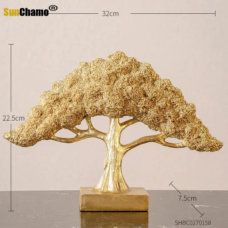 

Money tree decorative statue Resin golden lucky tree cash cow business craft new home Decor gift office art decoration sculpture