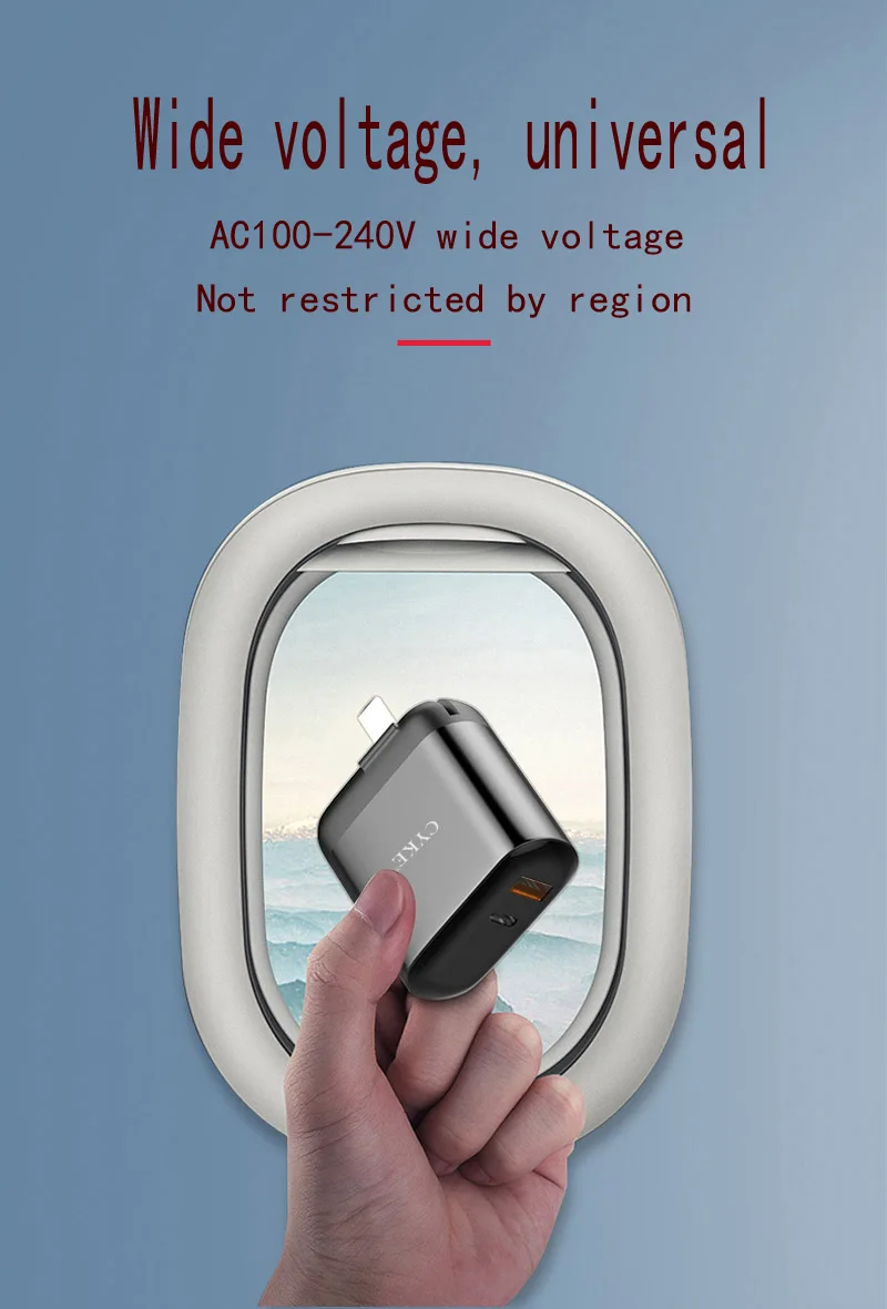 CYKE двойной USB интерфейс QC3.0 Быстрая зарядка PD18W Быстрая зарядка складное Цифровое зарядное устройство портативное универсальное зарядное устройство