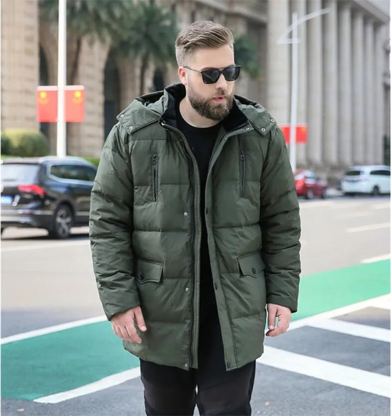 Мужская зимняя куртка большого размера 9XL 10XL с капюшоном парка Теплая Куртка на груди с двойным карманом на молнии зеленая куртка